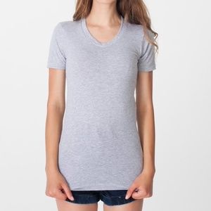 American Apparel sheer jersey women summer V neck - Heather Grey